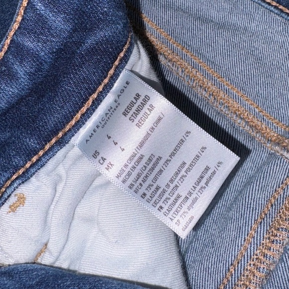 American Eagle Size 4 Dark Wash Distressed Hi Rise Skinny Jegging Jeans - Picture 8 of 10